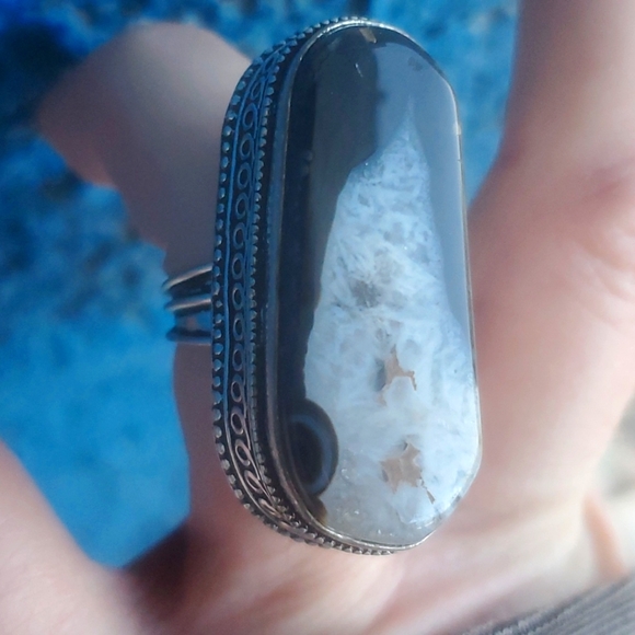 New Oversized Solar Quartz Agate 925 Silver Ring. - Picture 3 of 16